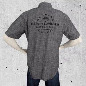 Harley Davidson Shirt Size Large Gray Grey Chambray Motorcycle